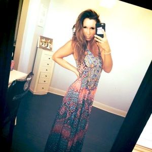 SUMMERTIME TRUE COLOURS by LA MODA Multicolor Embellished Maxi Dress, Size S/M